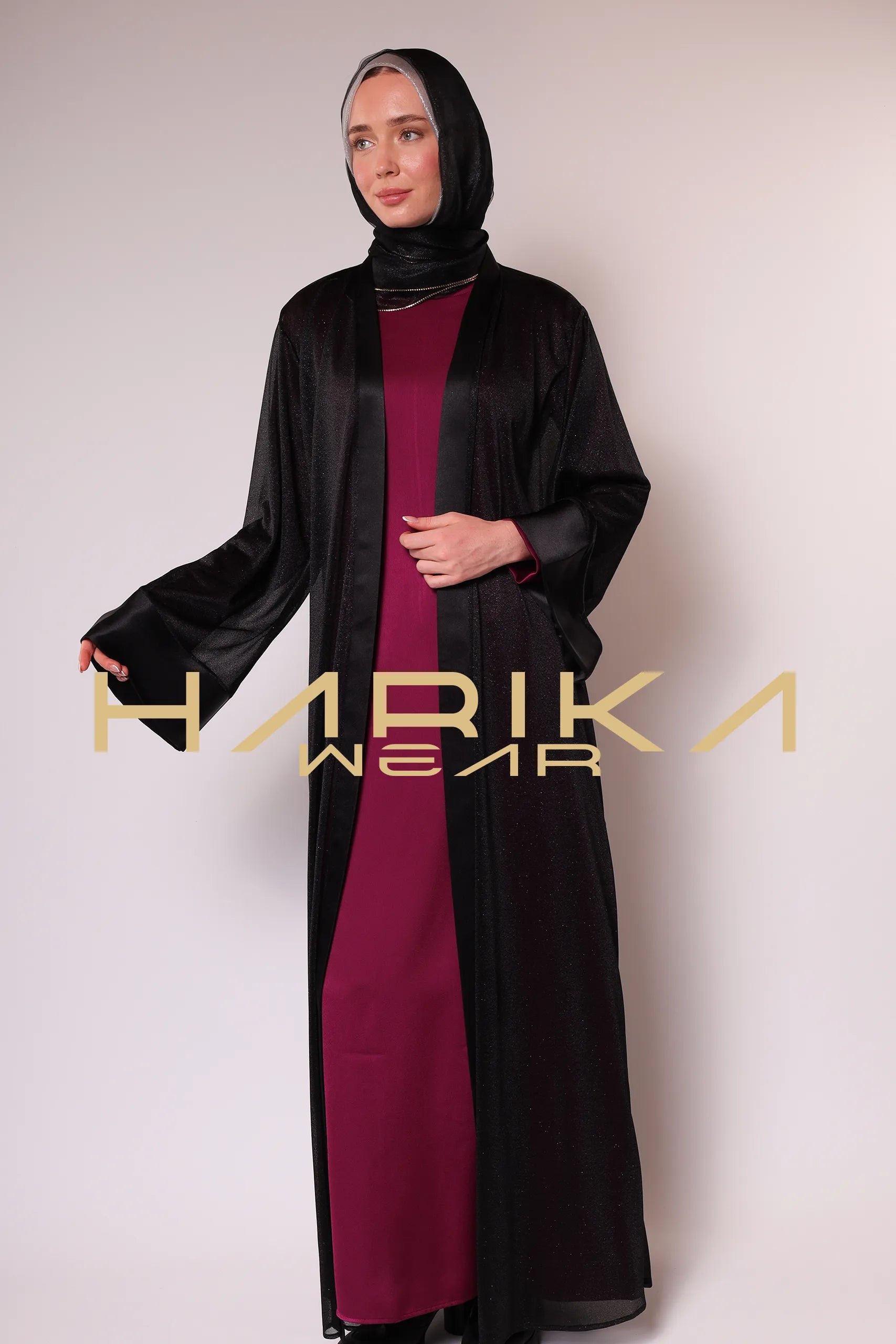 Parlak Şifon Siyah Ferace