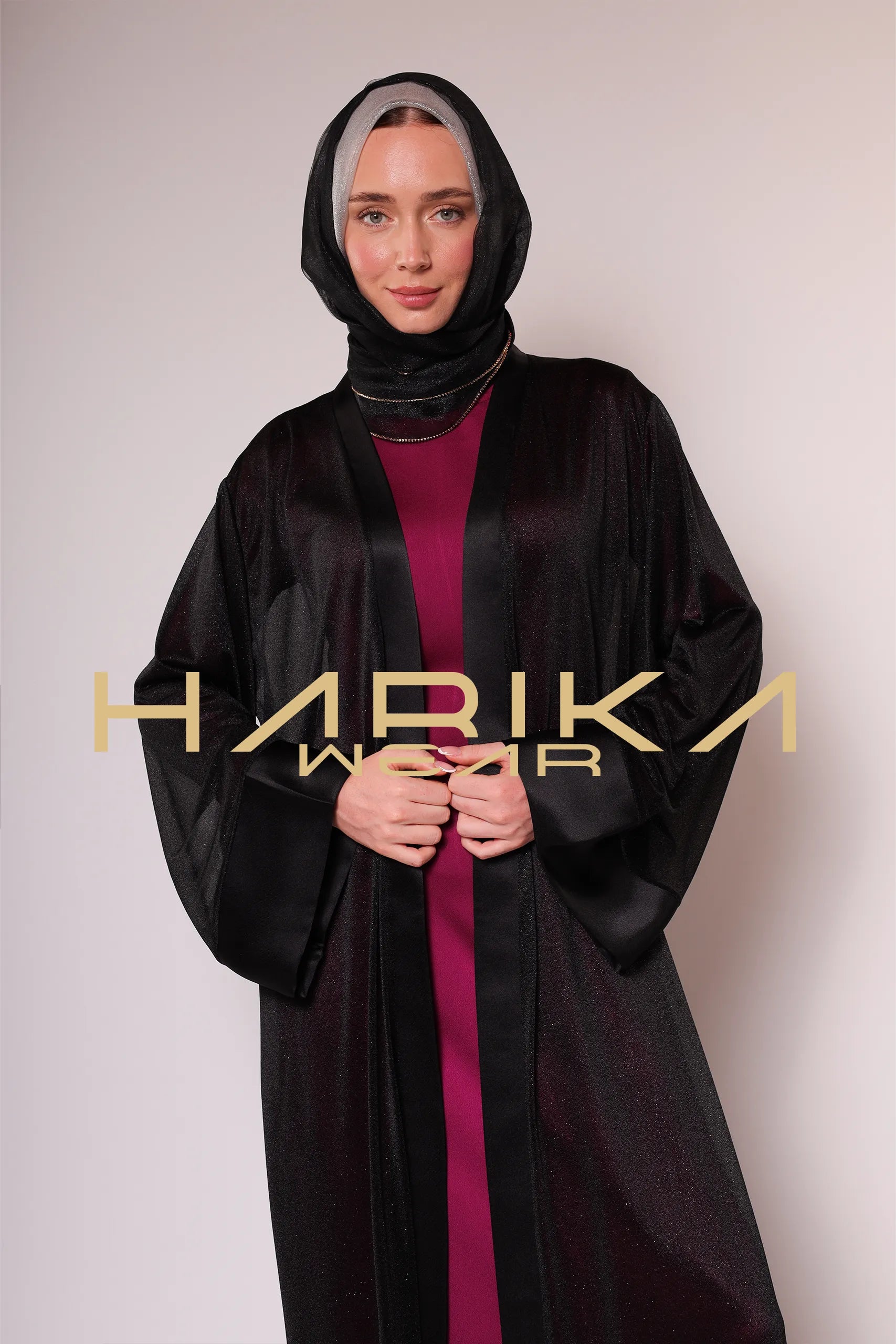 Parlak Şifon Siyah Ferace