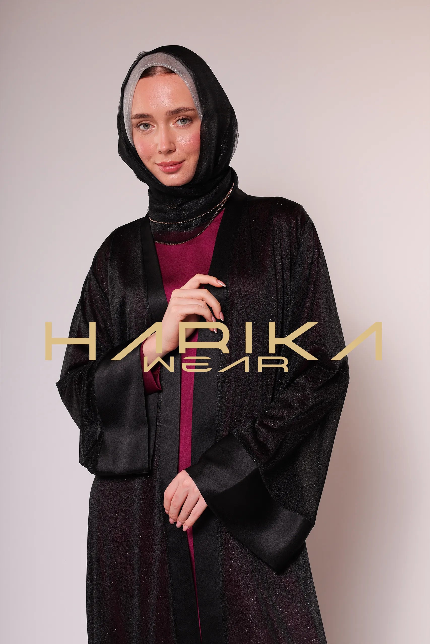 Parlak Şifon Siyah Ferace