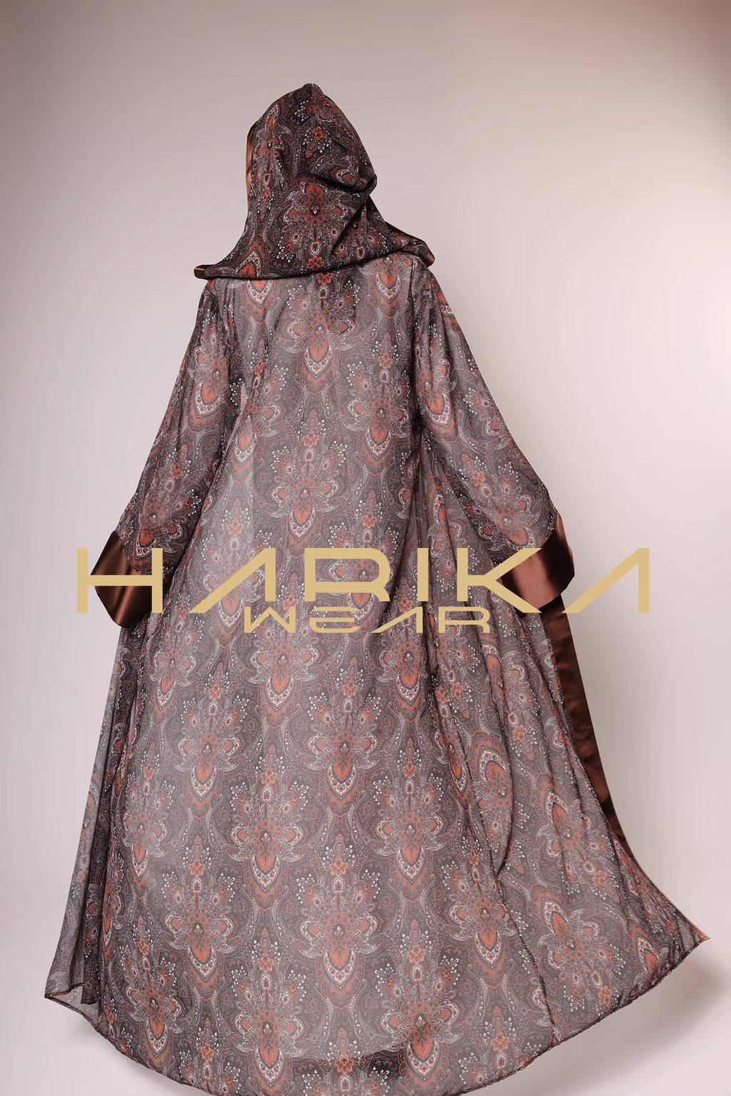 kahverengi şifon abaya