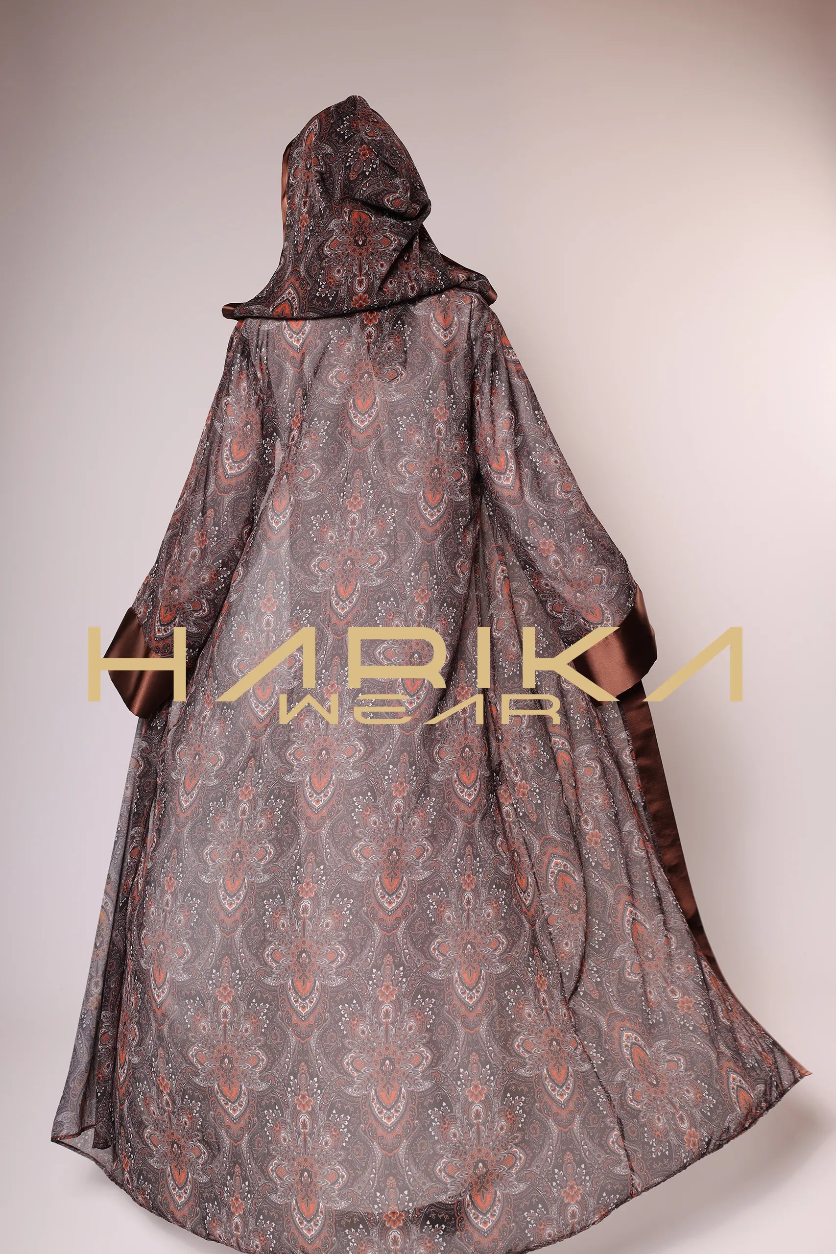 kahverengi şifon abaya