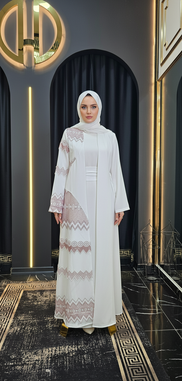 Evening Star Patterned Royal Blue Embroidered Abaya (Excluding Dress)