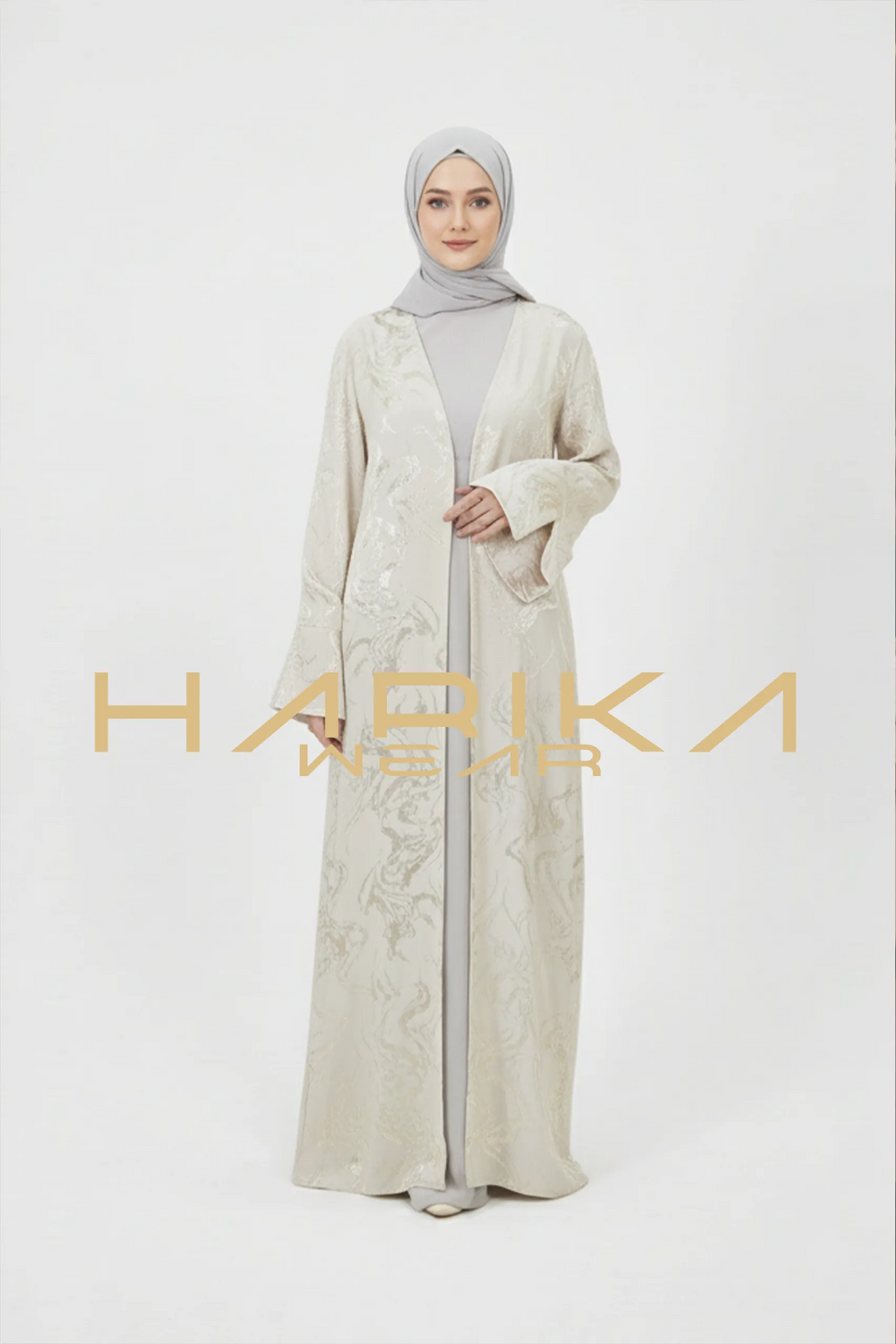 Japon İpeği Desenli Siyah Abaya – Lüks ve Zamansız Zarafet